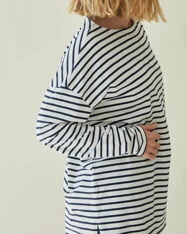 Chalk Bryony stripe top -white/navy