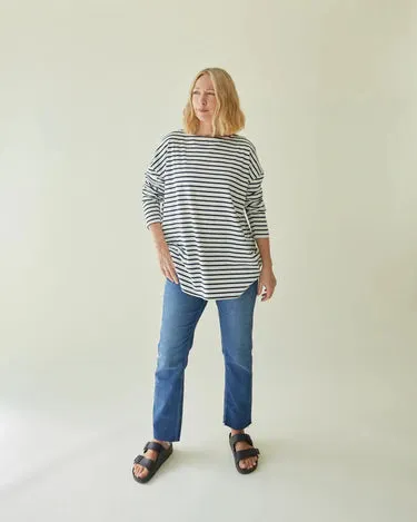 Chalk Bryony stripe top -white/navy