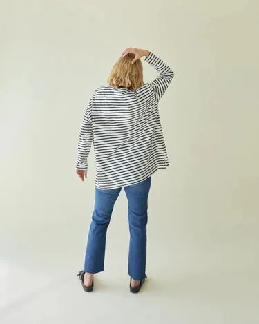 Chalk Bryony stripe top -white/navy