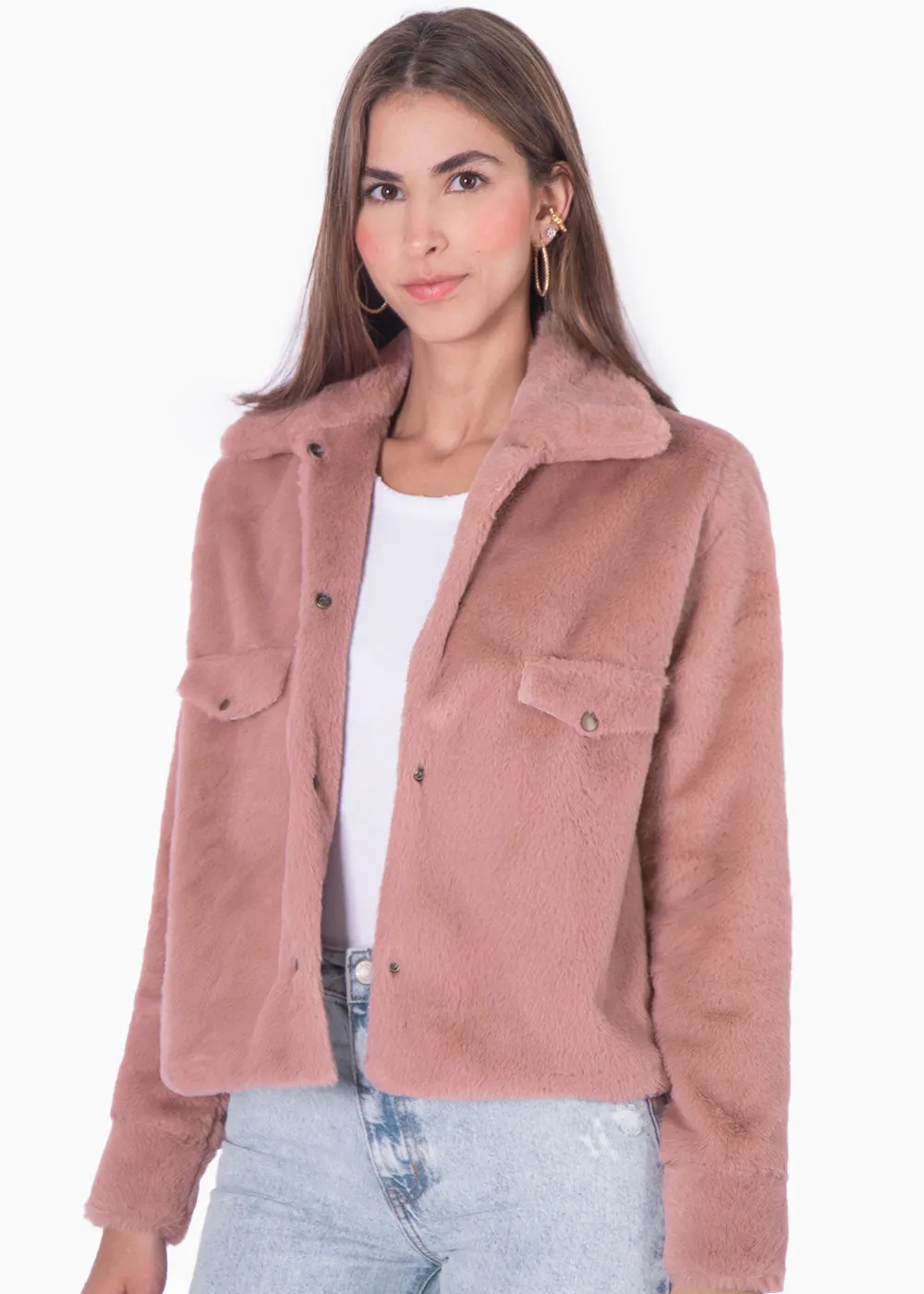 Chaqueta de botones con pelo sintético - LIRA