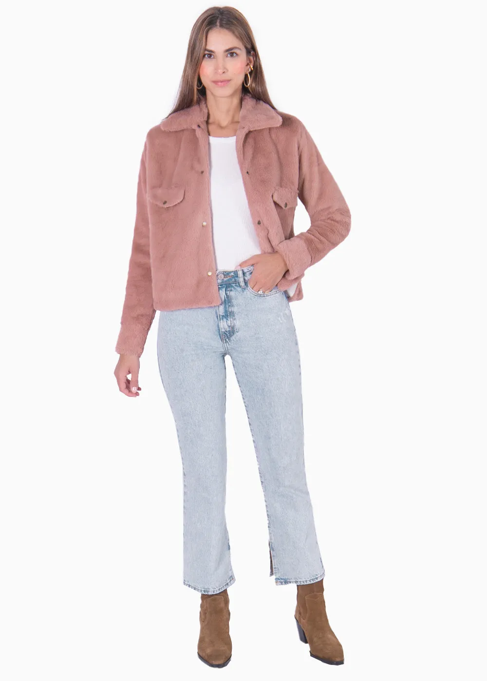 Chaqueta de botones con pelo sintético - LIRA