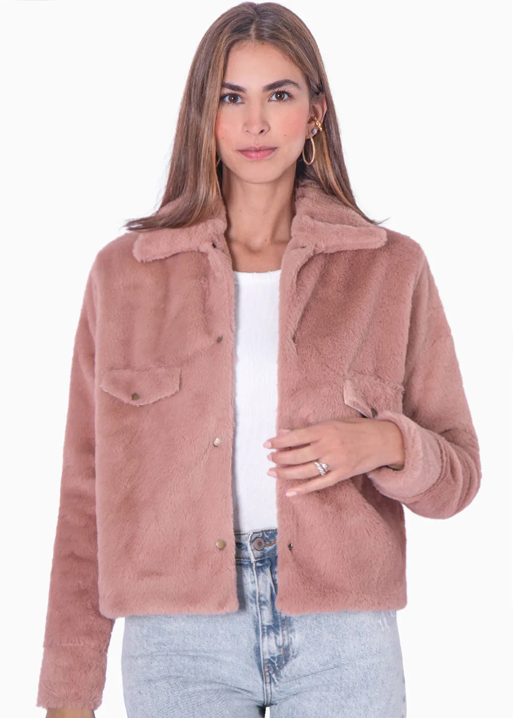 Chaqueta de botones con pelo sintético - LIRA