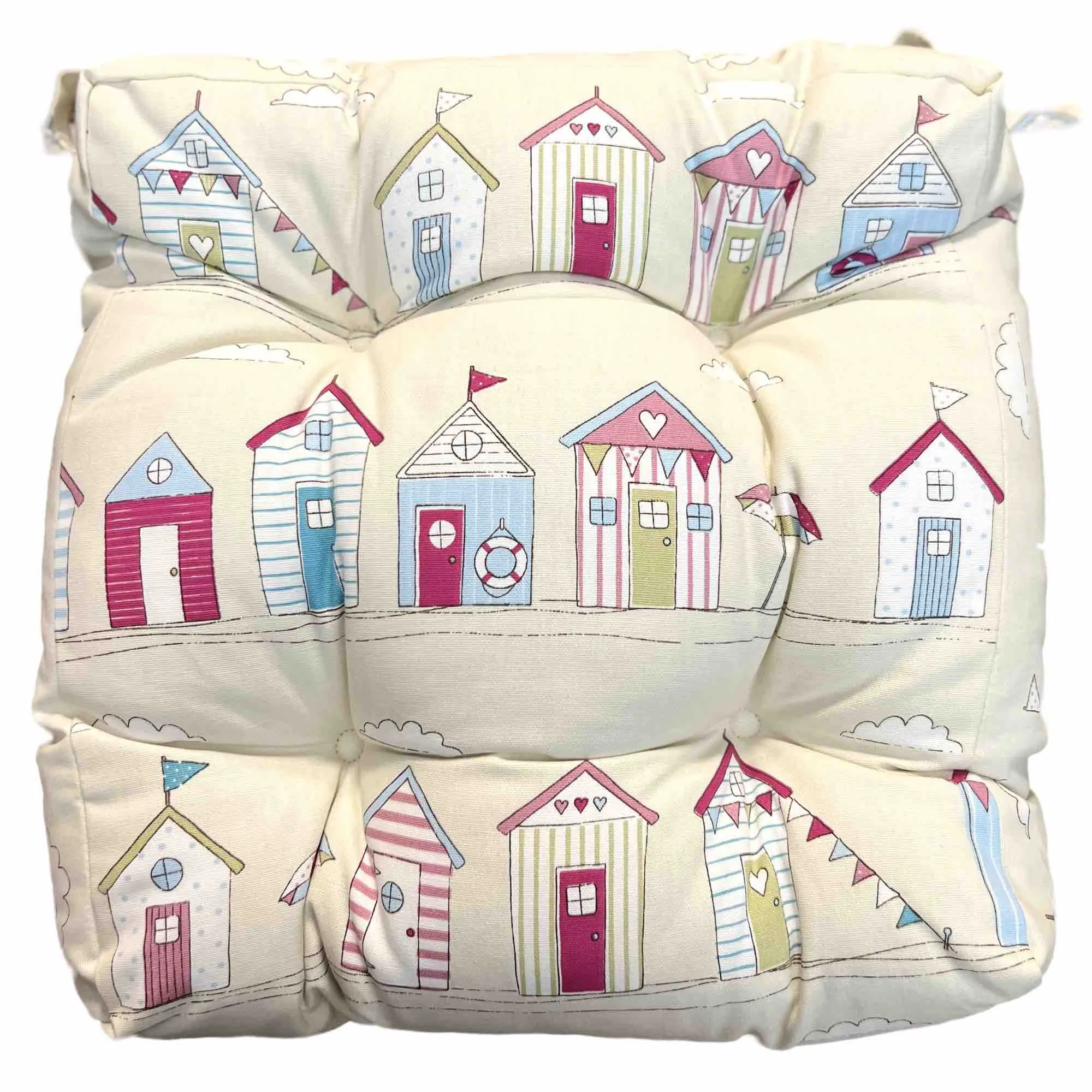 Chunky Seat Pad - Beach Huts Pink