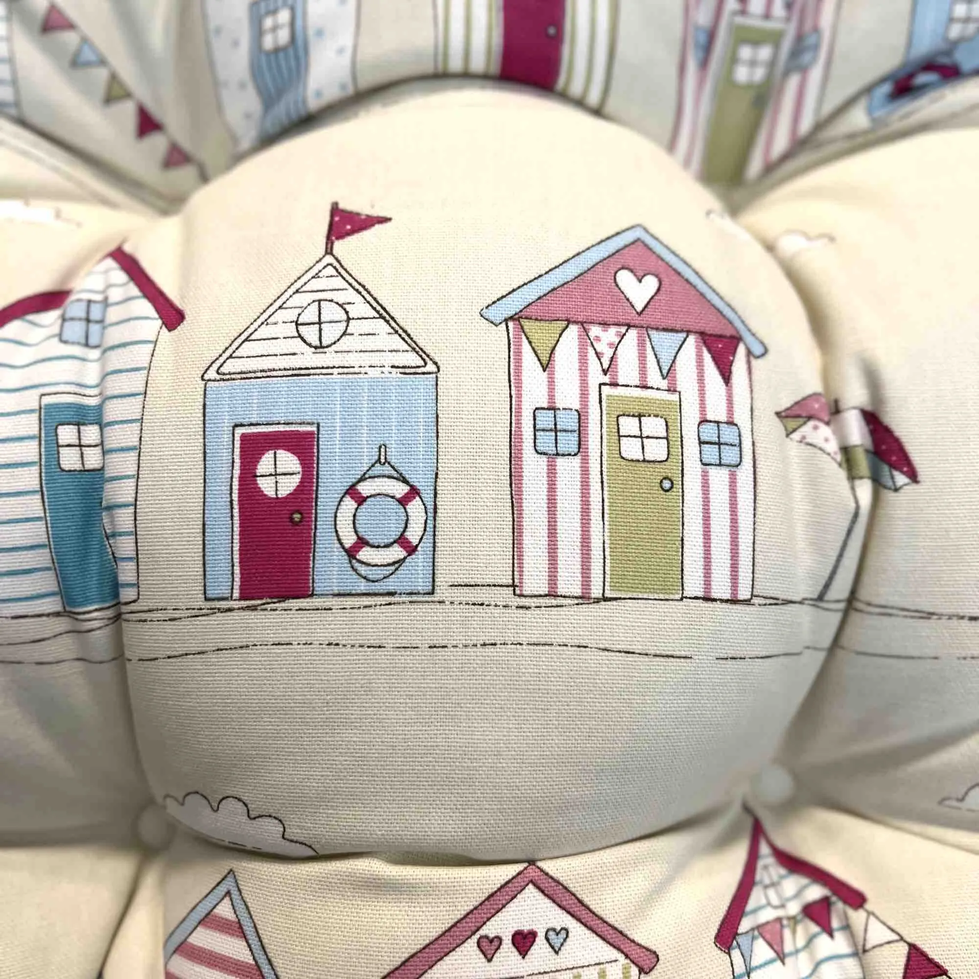 Chunky Seat Pad - Beach Huts Pink