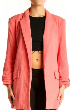 Coral Textured Oversized Blazer