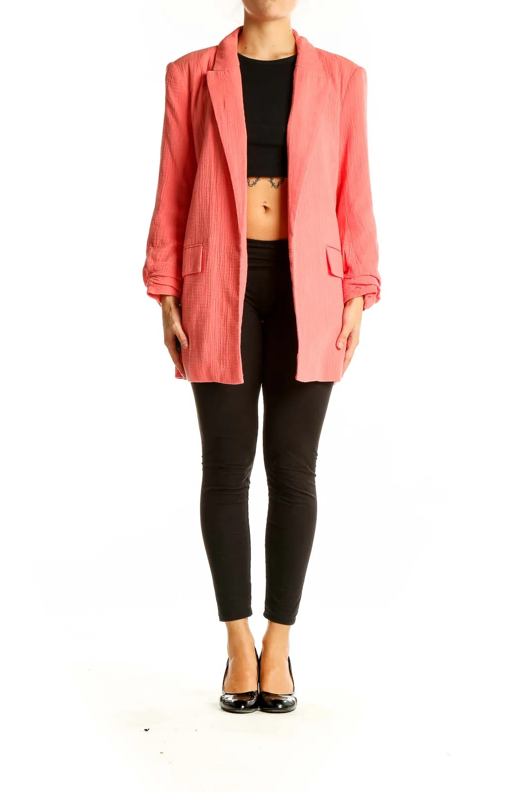 Coral Textured Oversized Blazer