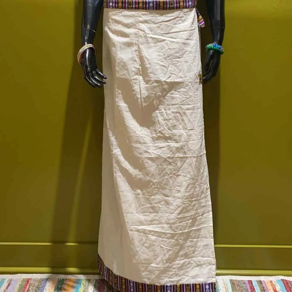 Cotton Straight-Cut Bhutani Trim Wrap Skirt - Solid Color