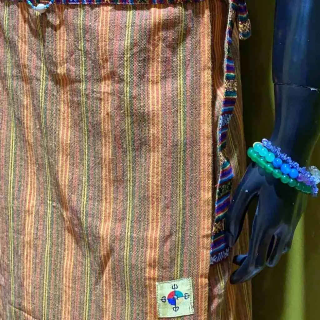 Cotton Straight-Cut Bhutani Trim Wrap Skirt - Stripes