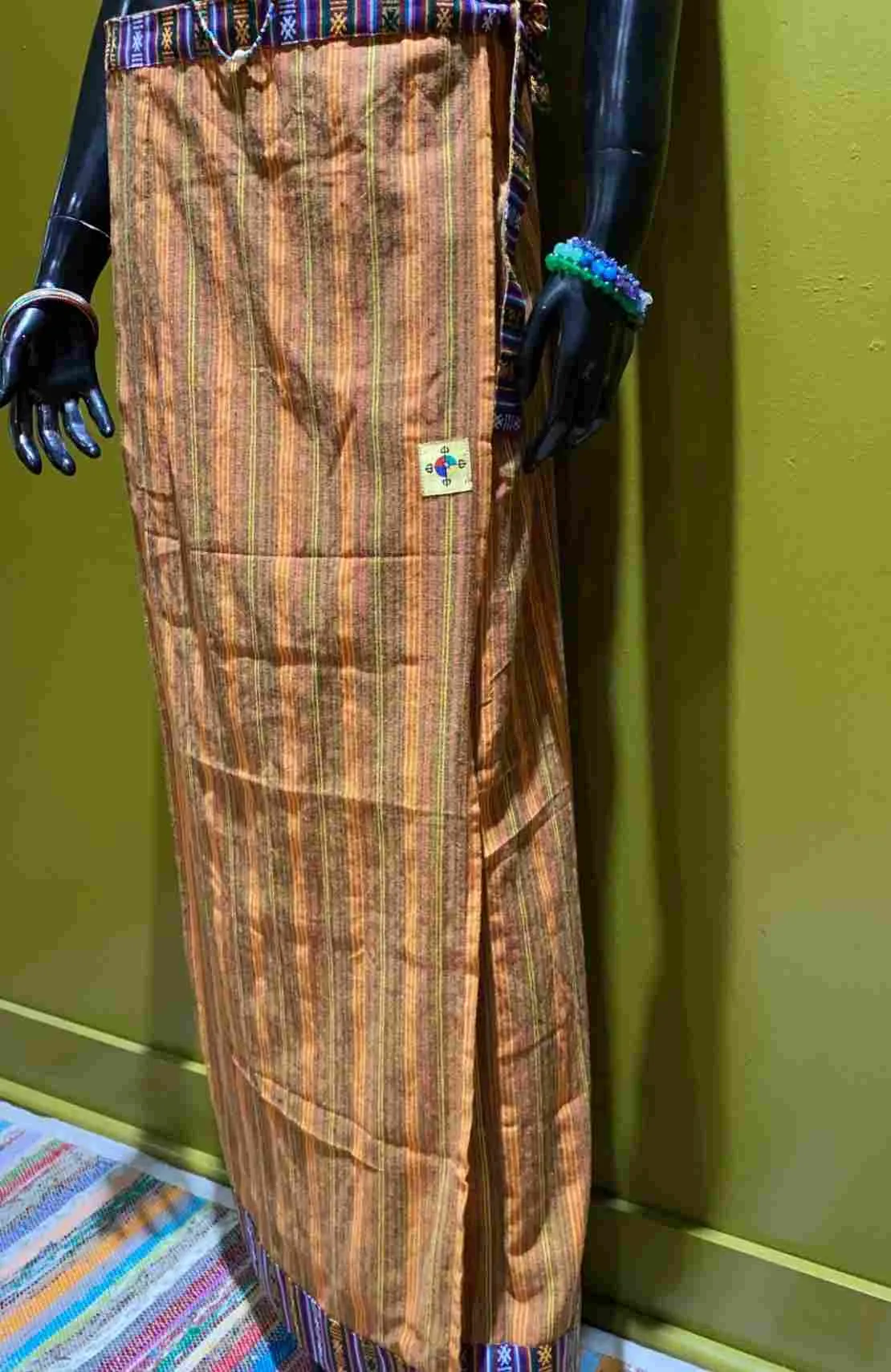 Cotton Straight-Cut Bhutani Trim Wrap Skirt - Stripes