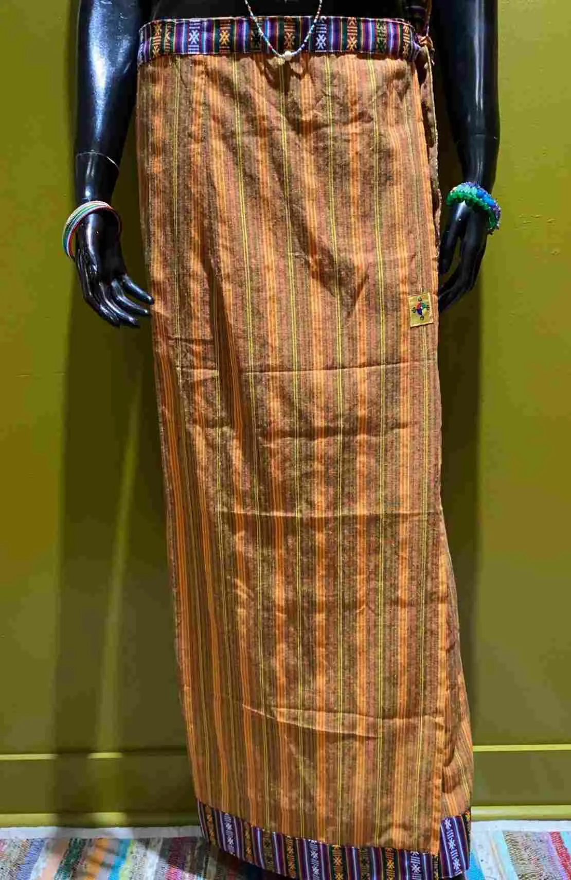 Cotton Straight-Cut Bhutani Trim Wrap Skirt - Stripes