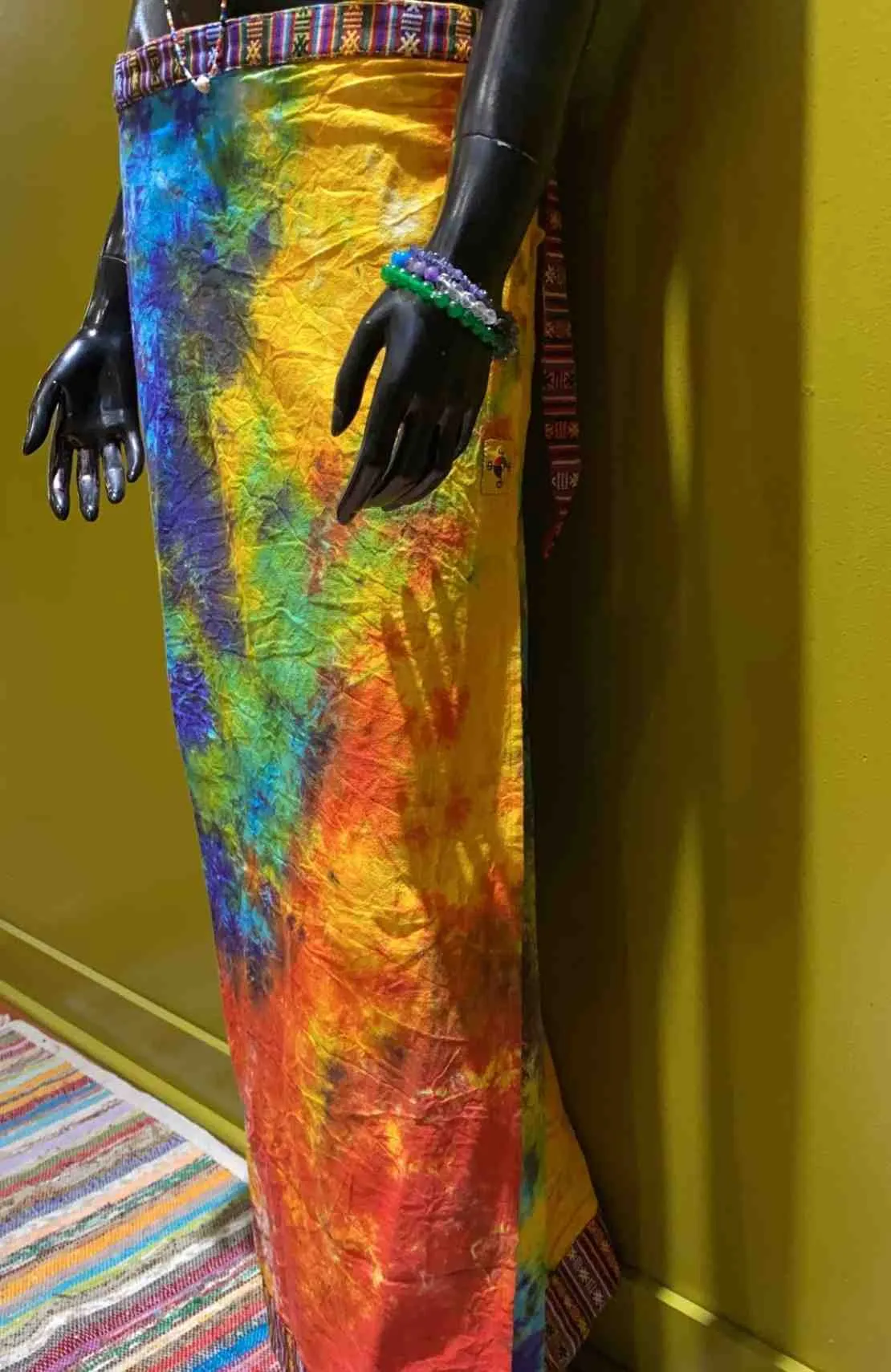 Cotton Straight-Cut Bhutani Trim Wrap Skirt - Tie-Dye