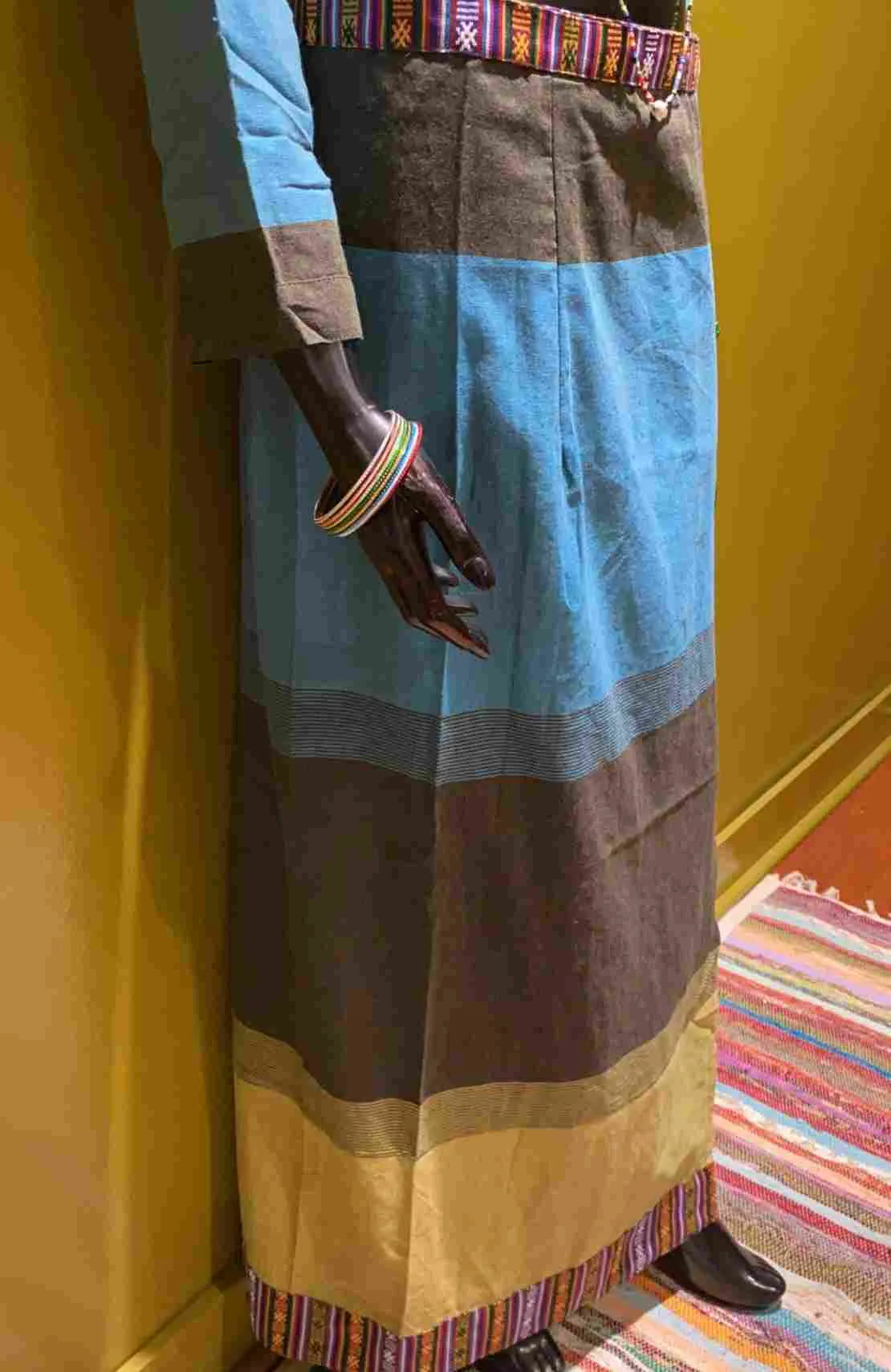 Cotton Straight-Cut Bhutani Trim Wrap Skirt - Tri-Color