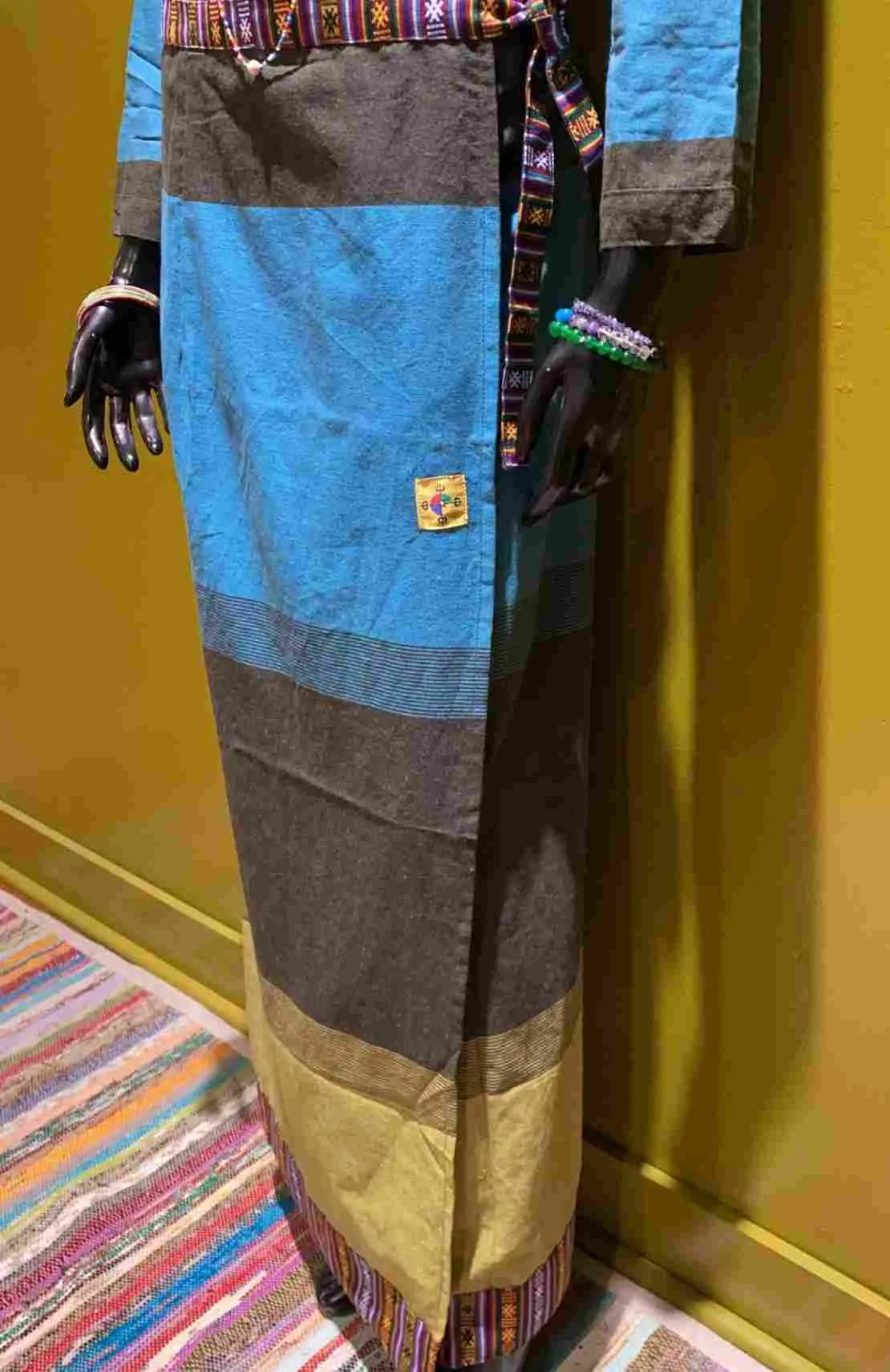 Cotton Straight-Cut Bhutani Trim Wrap Skirt - Tri-Color