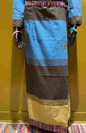 Cotton Straight-Cut Bhutani Trim Wrap Skirt - Tri-Color