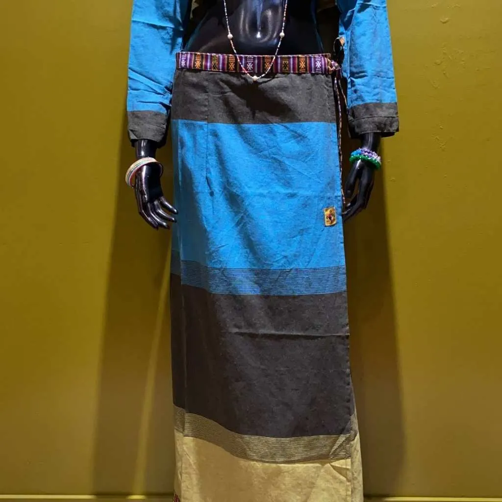 Cotton Straight-Cut Bhutani Trim Wrap Skirt - Tri-Color