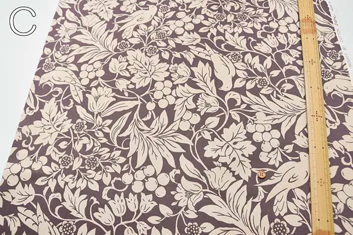 Cotton Twill Printed Fabric Botanical Bird