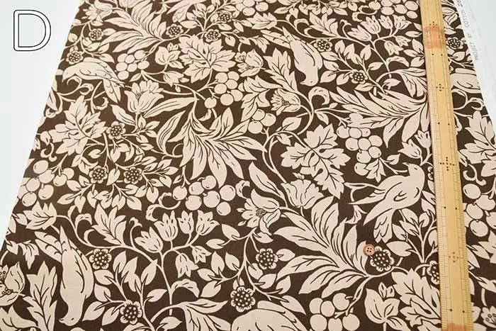 Cotton Twill Printed Fabric Botanical Bird