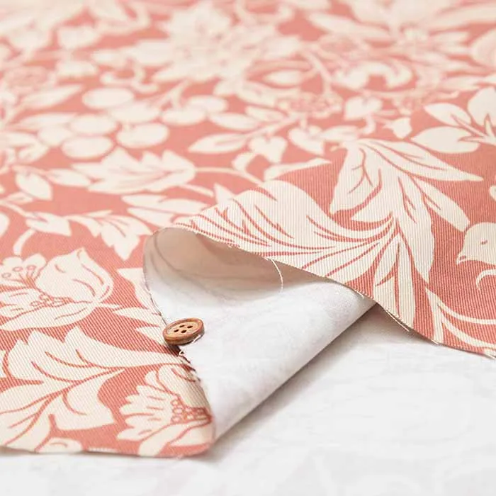 Cotton Twill Printed Fabric Botanical Bird