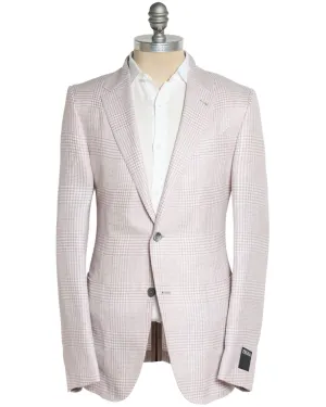 Cream and Rust Linen Blend Windowpane Sportcoat