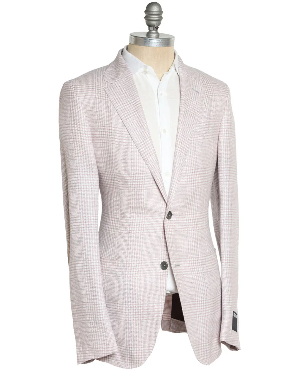 Cream and Rust Linen Blend Windowpane Sportcoat