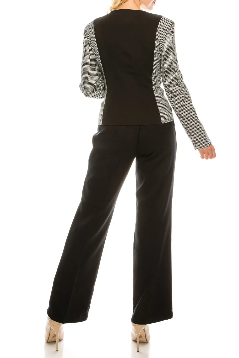 Danillo Black Ivory Houndstooth 2 Piece Pant Suit