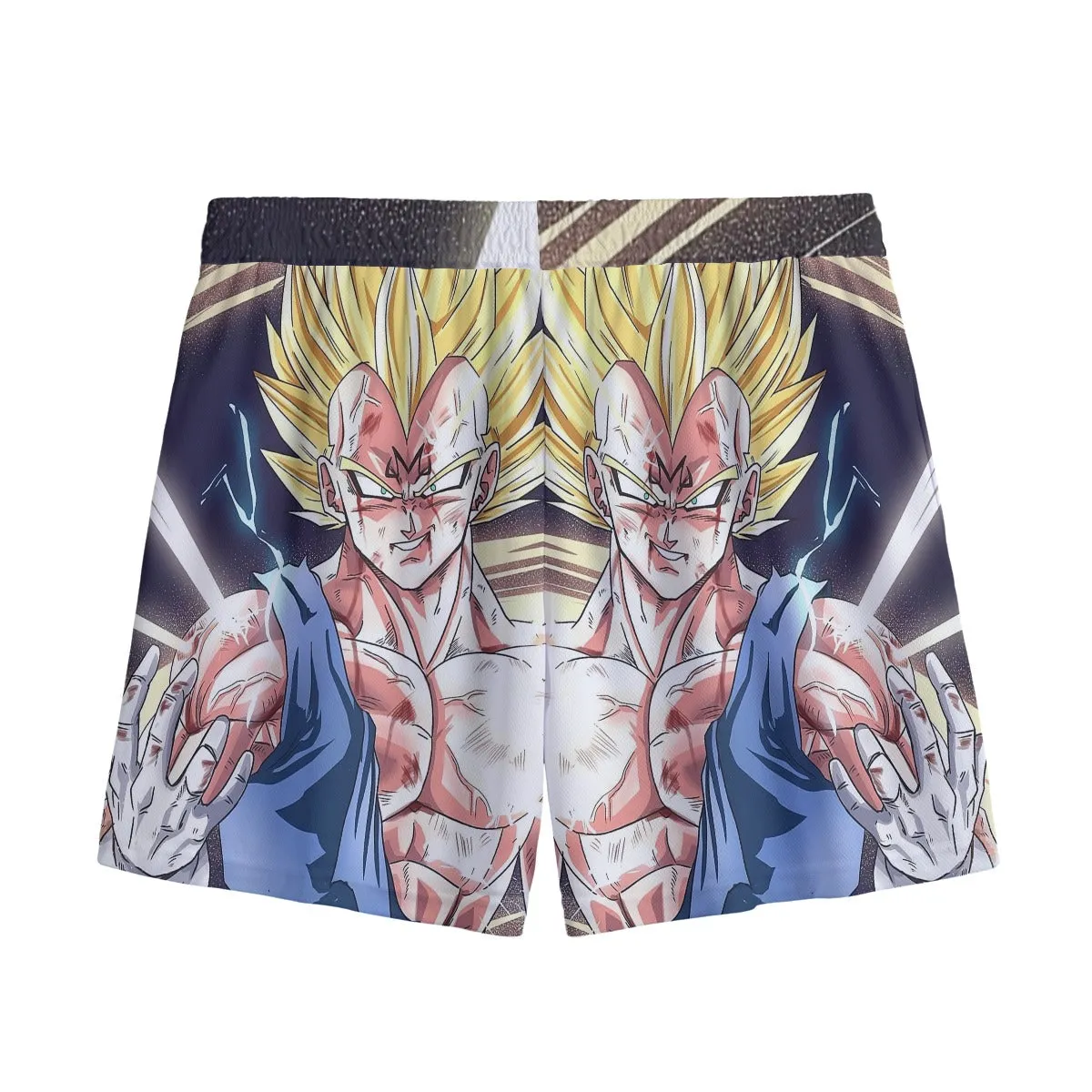 DBZ Majin Vegeta Saiyan Prince Fight Injure Manga Style Trending Mesh Shorts