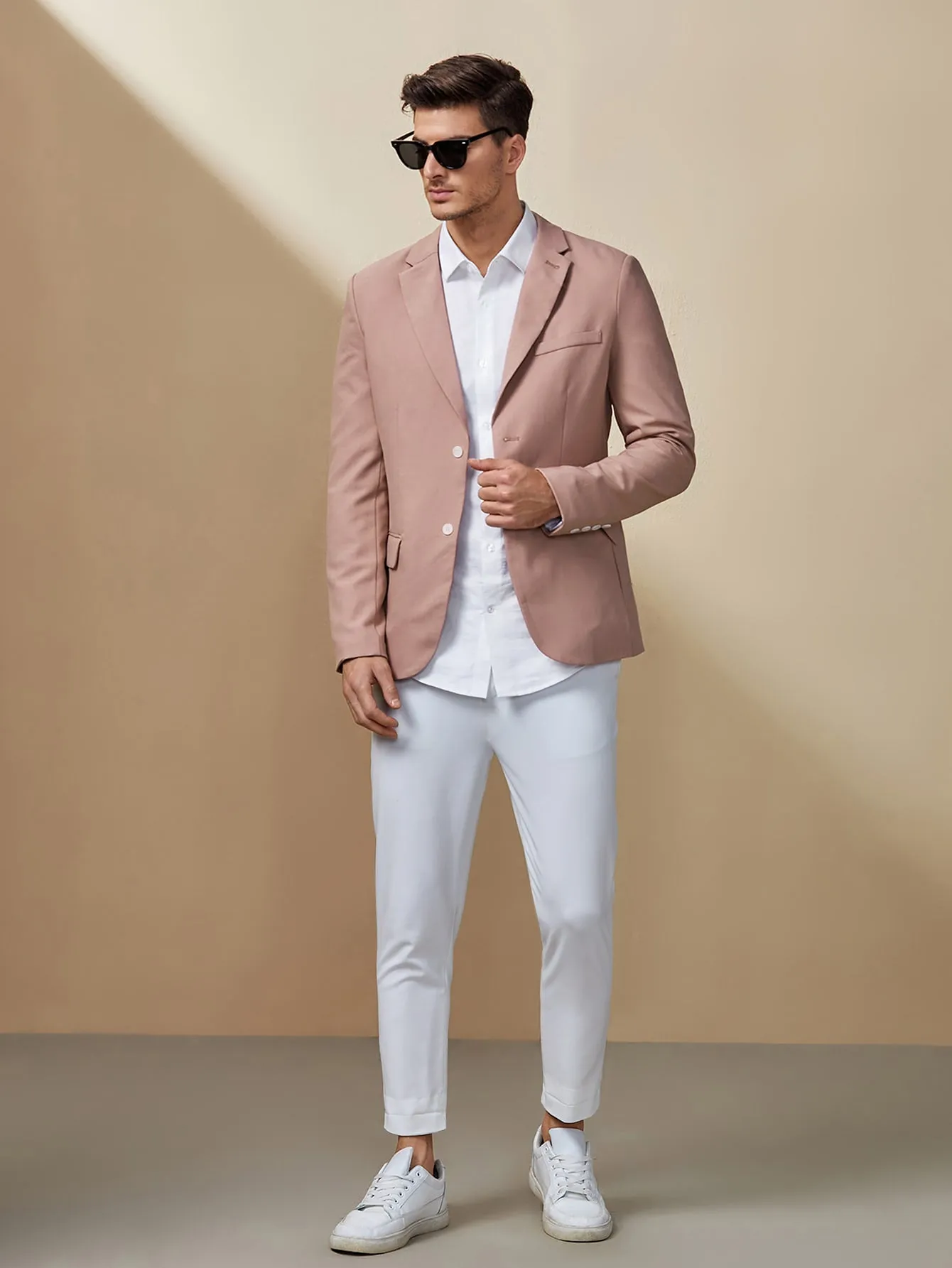 Dusty Pink Single Breasted Split Hem Button Front Blazer