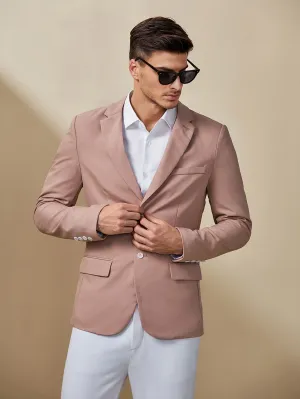 Dusty Pink Single Breasted Split Hem Button Front Blazer