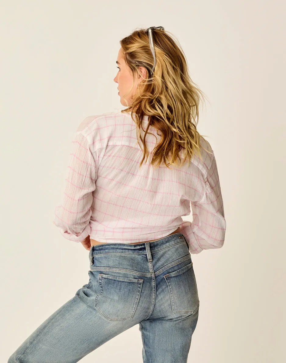 Dylan Gauze Shirt: Hot Pink Plaid