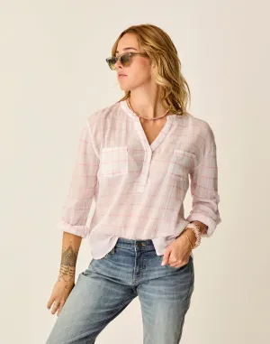 Dylan Gauze Shirt: Hot Pink Plaid