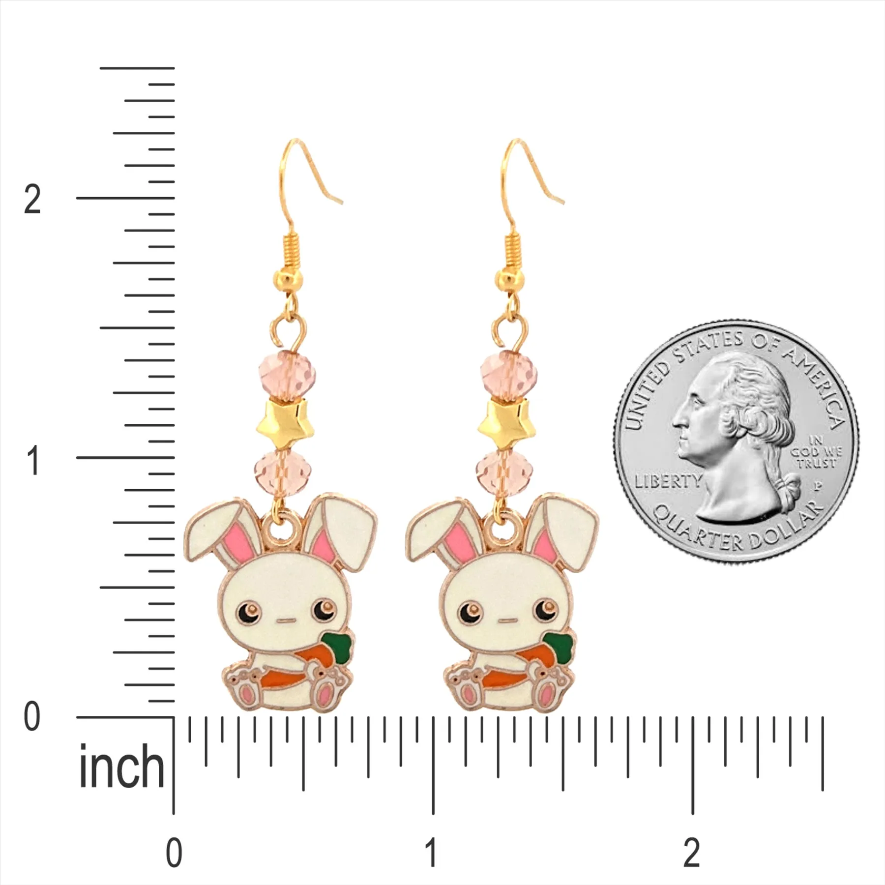 Easter Bunny & Carrot Enameled Charm Fashion Dangle Earrings