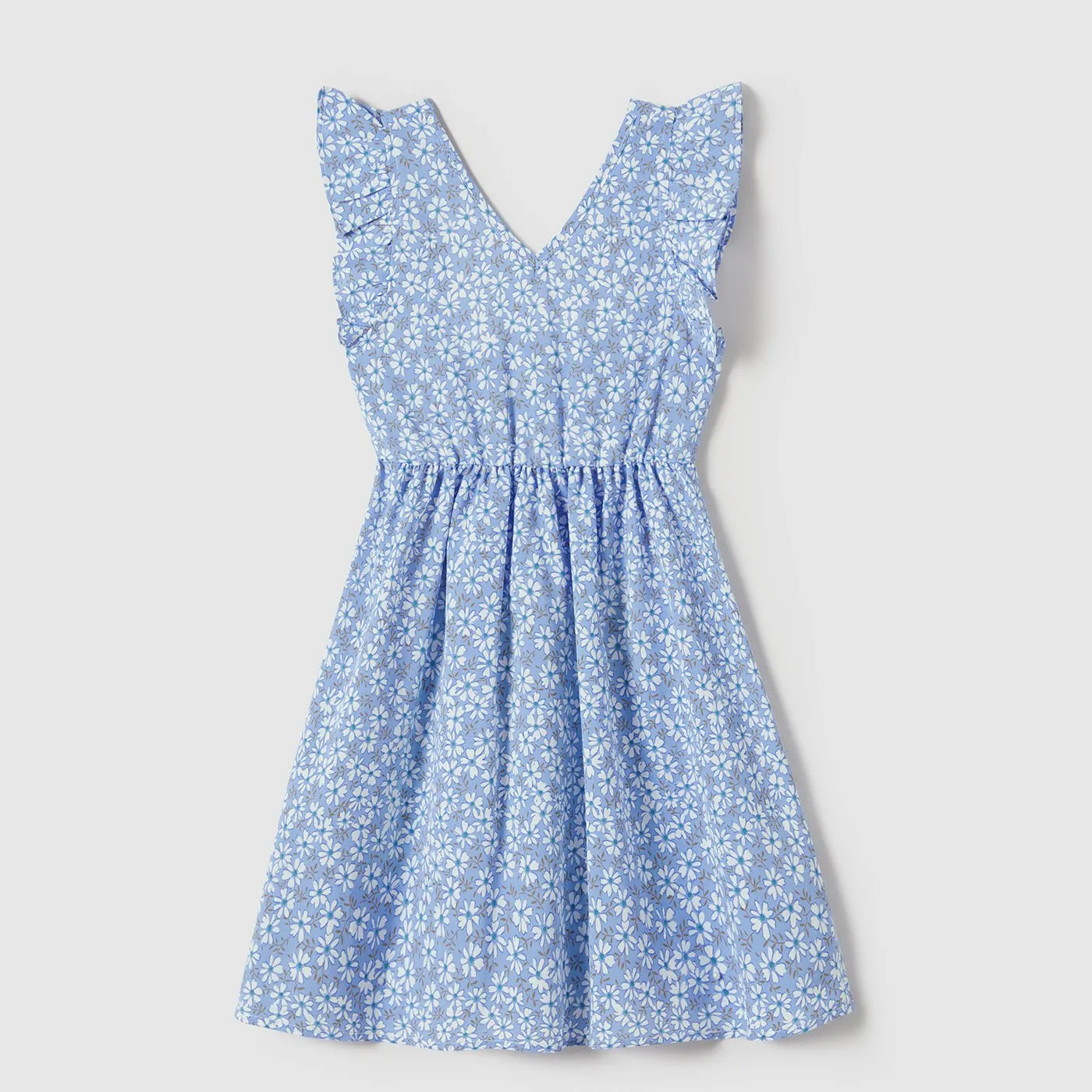 Family Matching Flutter Sleeveless Dress and Shirts Sets