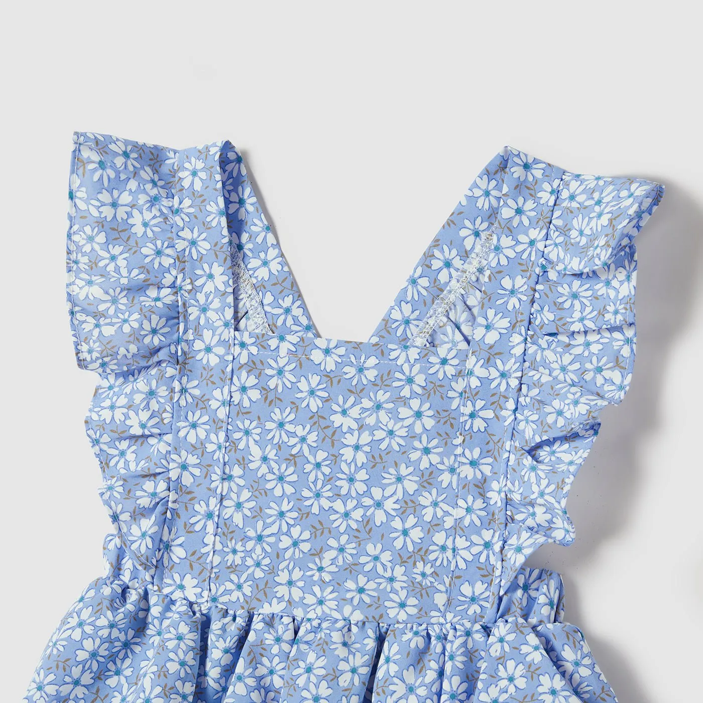 Family Matching Flutter Sleeveless Dress and Shirts Sets