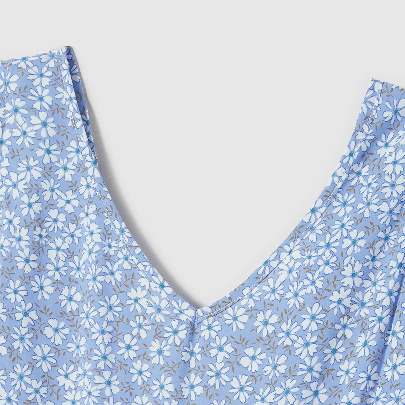 Family Matching Flutter Sleeveless Dress and Shirts Sets