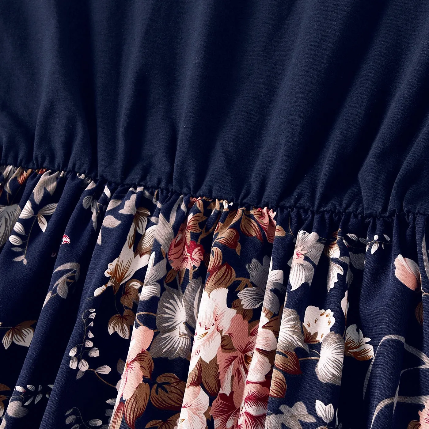 Family Matching Sleeveless Floral Print Spliced Midi Dresses and Short-sleeve Striped T-shirts Sets