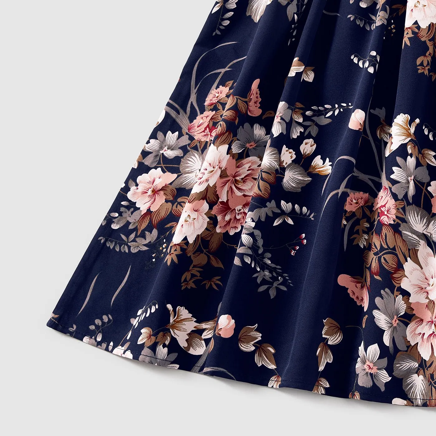 Family Matching Sleeveless Floral Print Spliced Midi Dresses and Short-sleeve Striped T-shirts Sets
