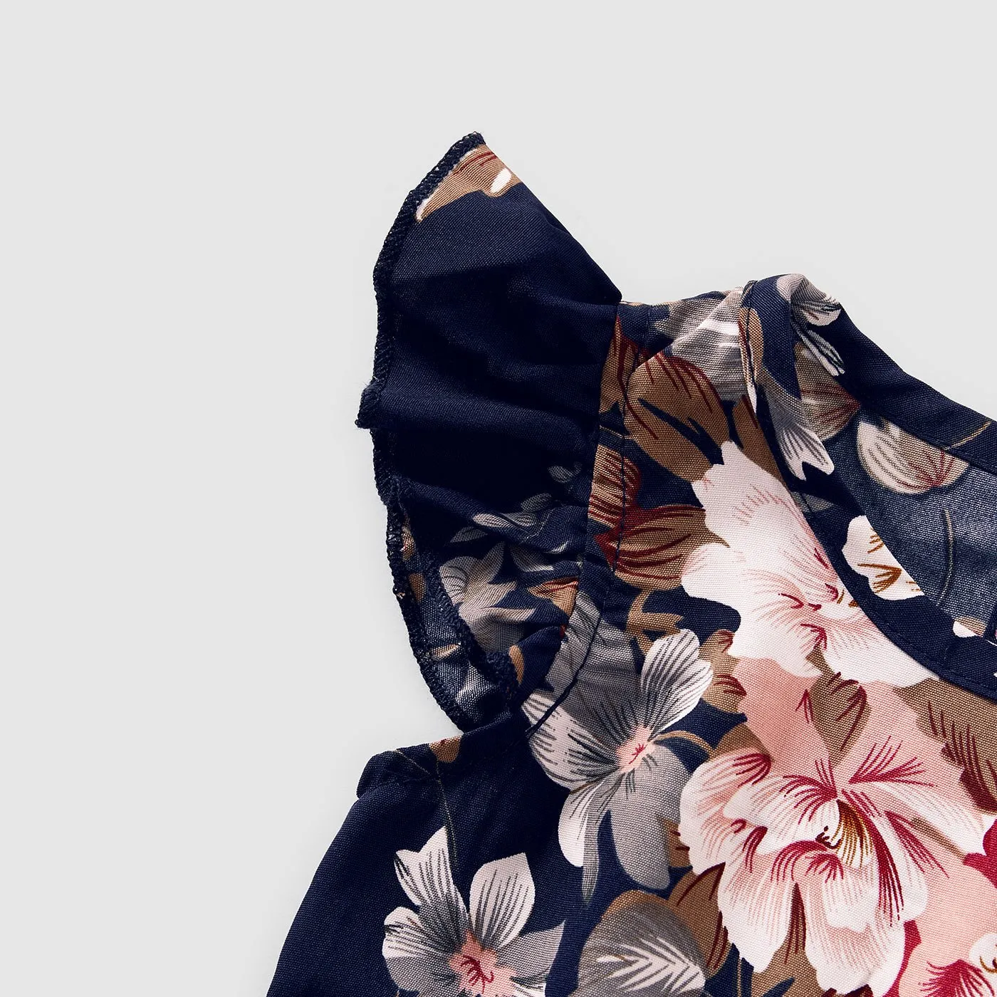 Family Matching Sleeveless Floral Print Spliced Midi Dresses and Short-sleeve Striped T-shirts Sets