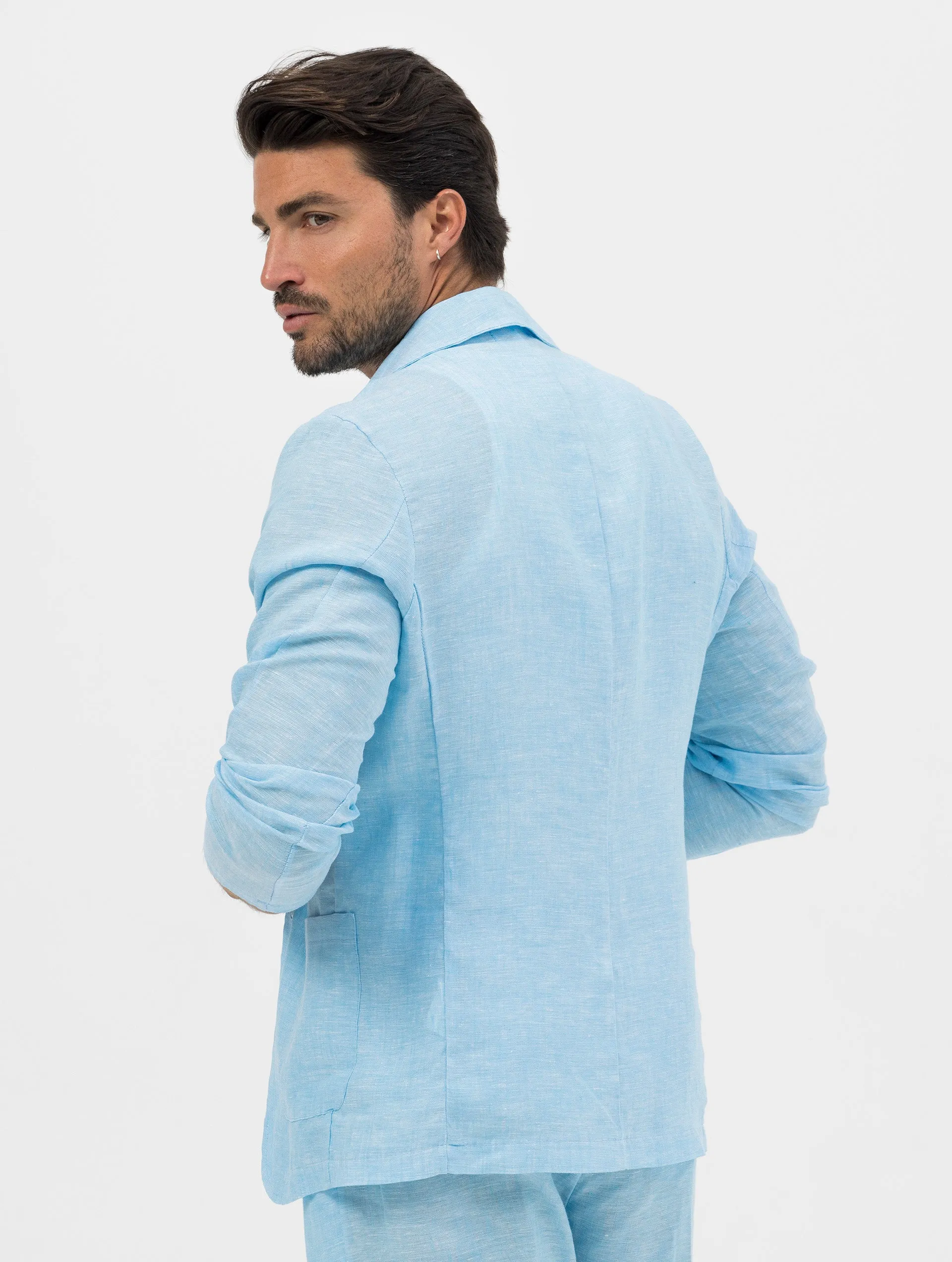 FEDRO SINGLE BREASTED BLAZER IN TURQUOISE