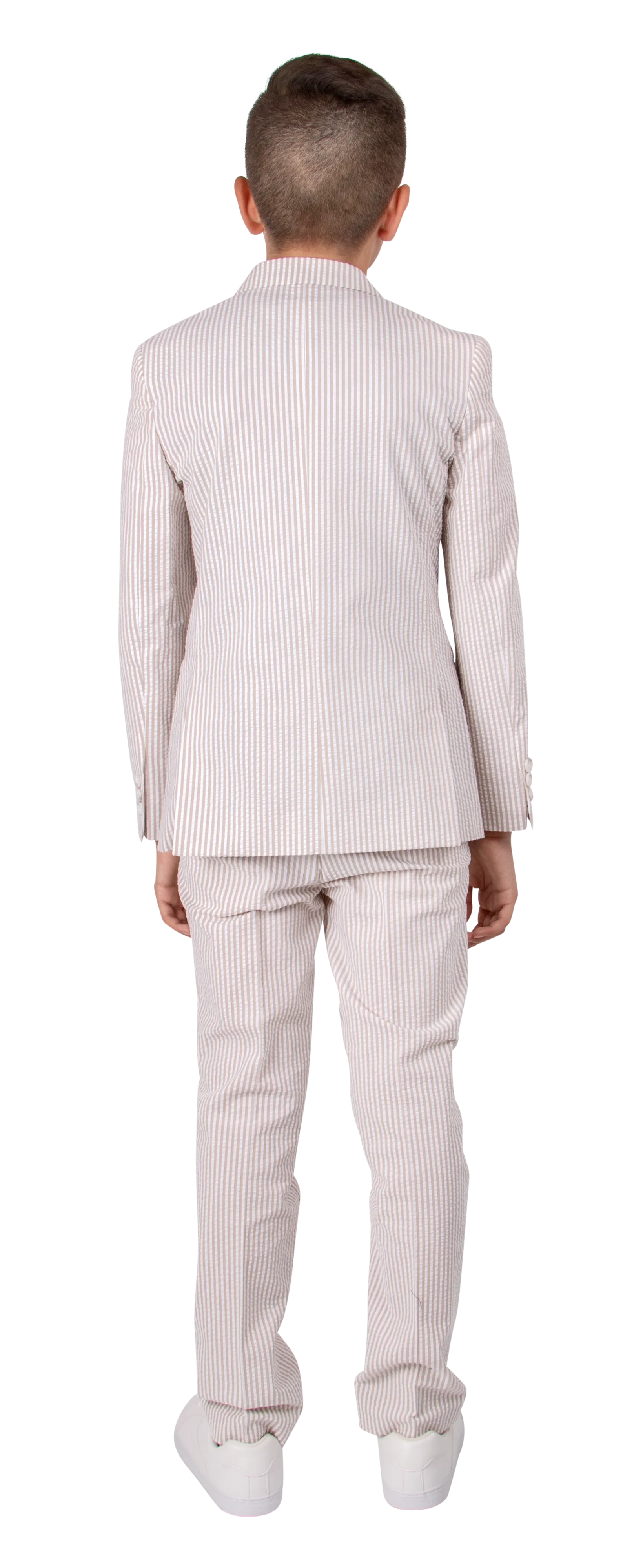Ferrecci Boys Seersucker 2pc Suit Set Tan