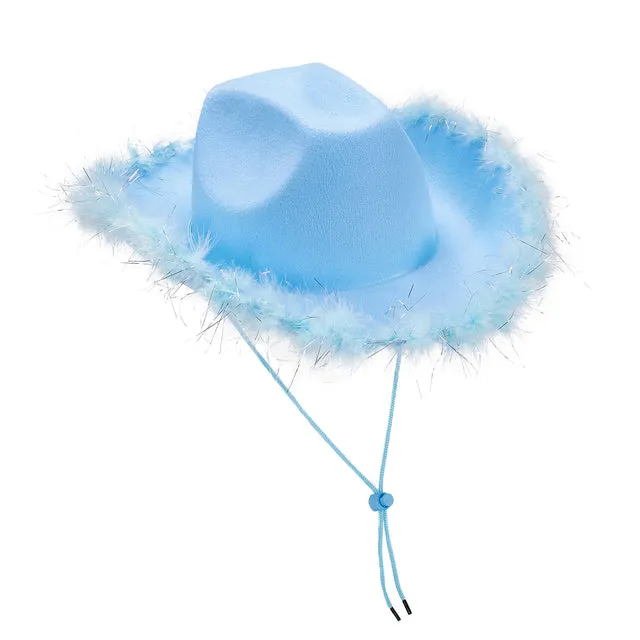 Festival barbie cowboy hat with feathers
