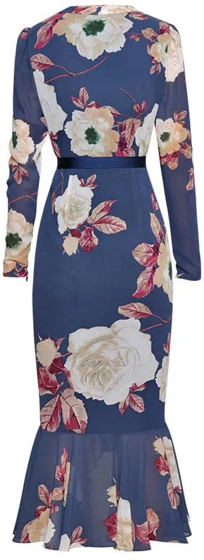 Floral-Print Ruched Midi Dress