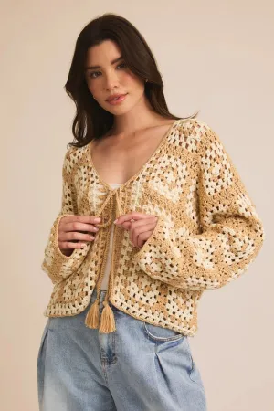 Front Tie Crochet Cardigan