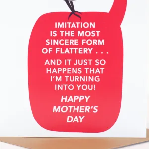 funny Mother's Day card, imitation is flattery funny card for mom, mockingbird greeting card