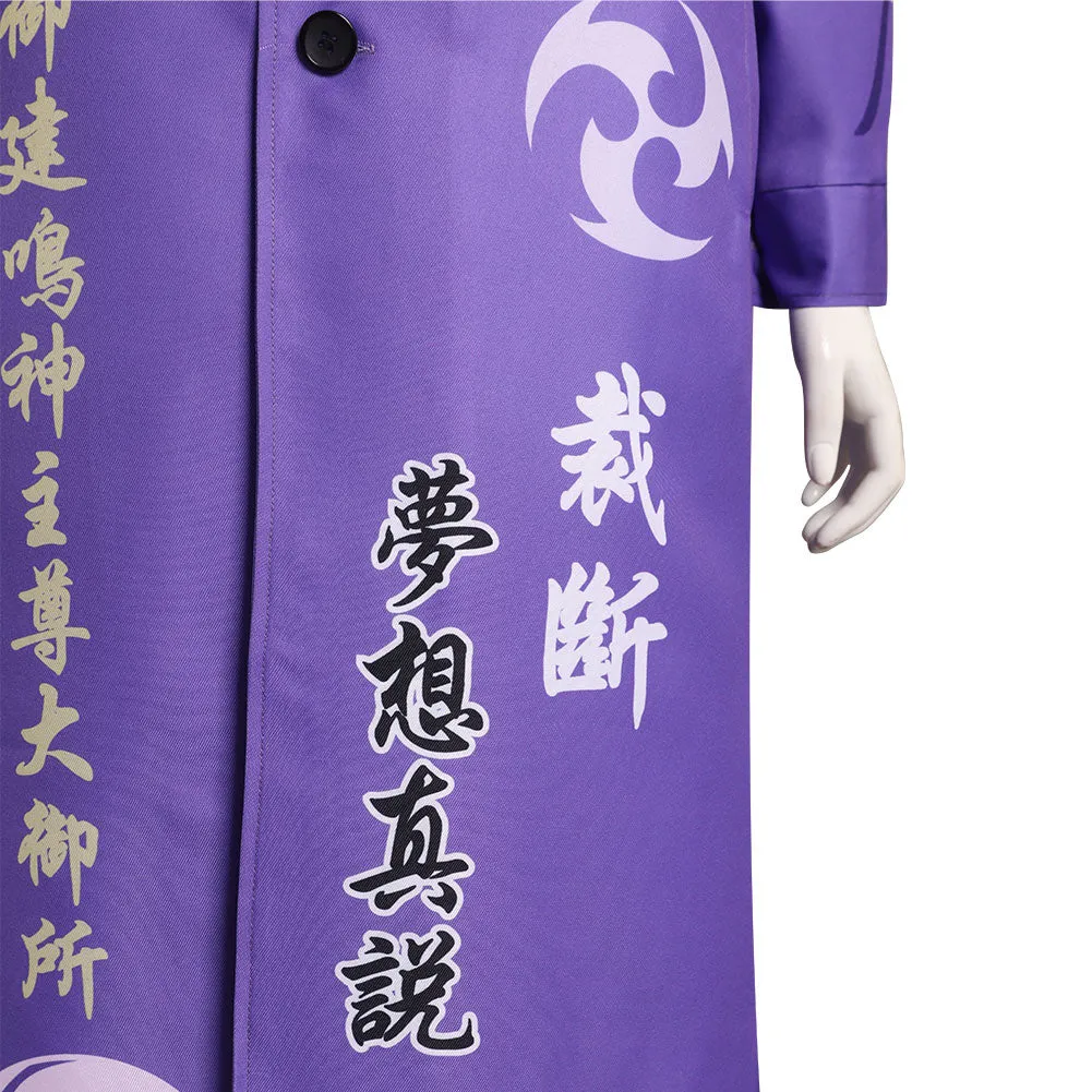 Genshin Impact Raiden Shogun Cosplay Costume Bosozoku Kimono Coat Pants Outfits Halloween Carnival Suit