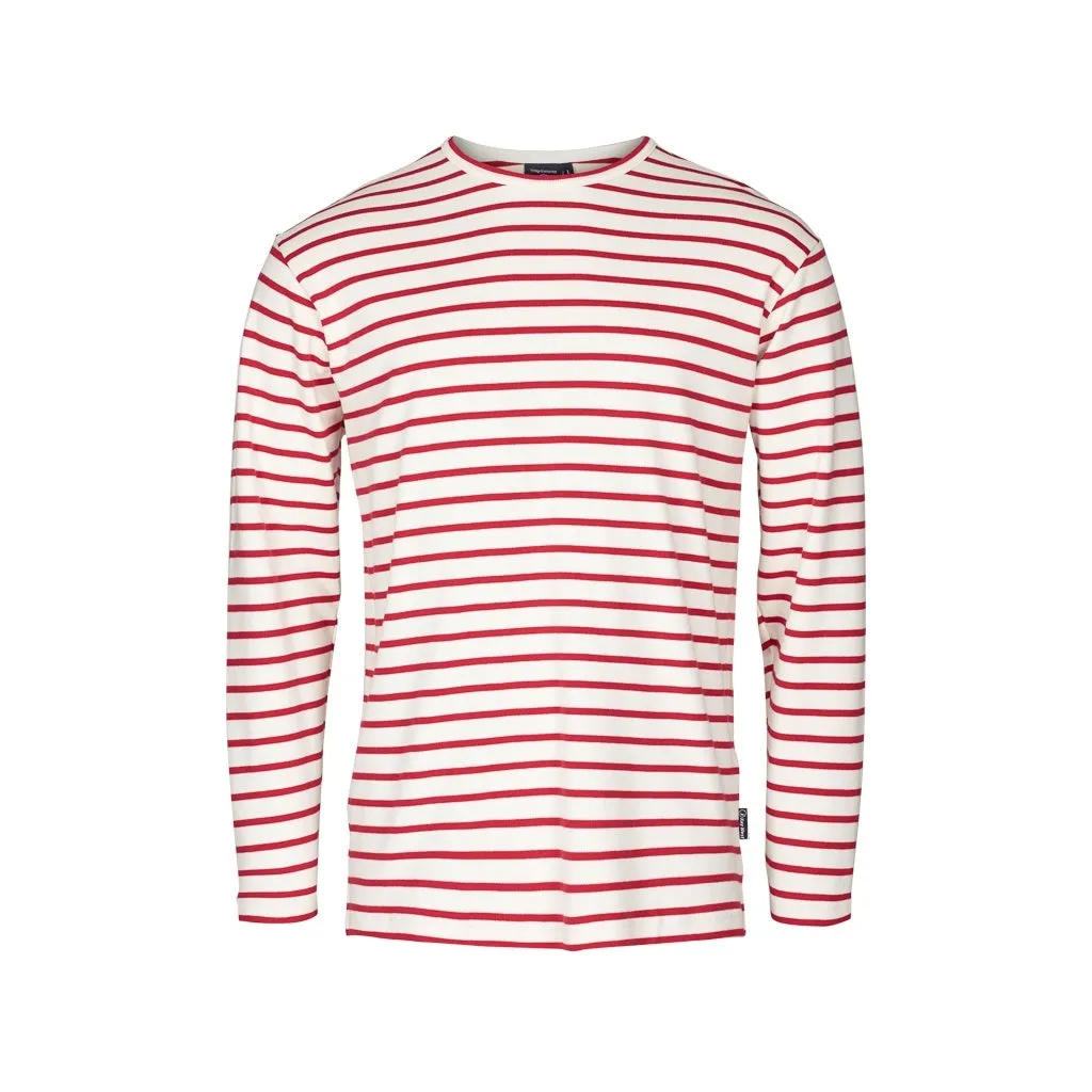 Grenaa Striped Long Sleeve Tee - Ecru/SR Red