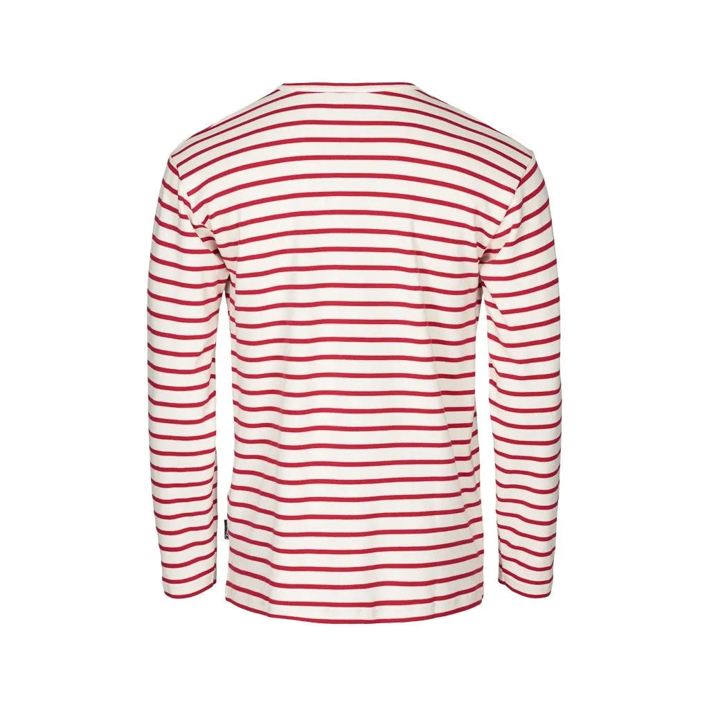 Grenaa Striped Long Sleeve Tee - Ecru/SR Red