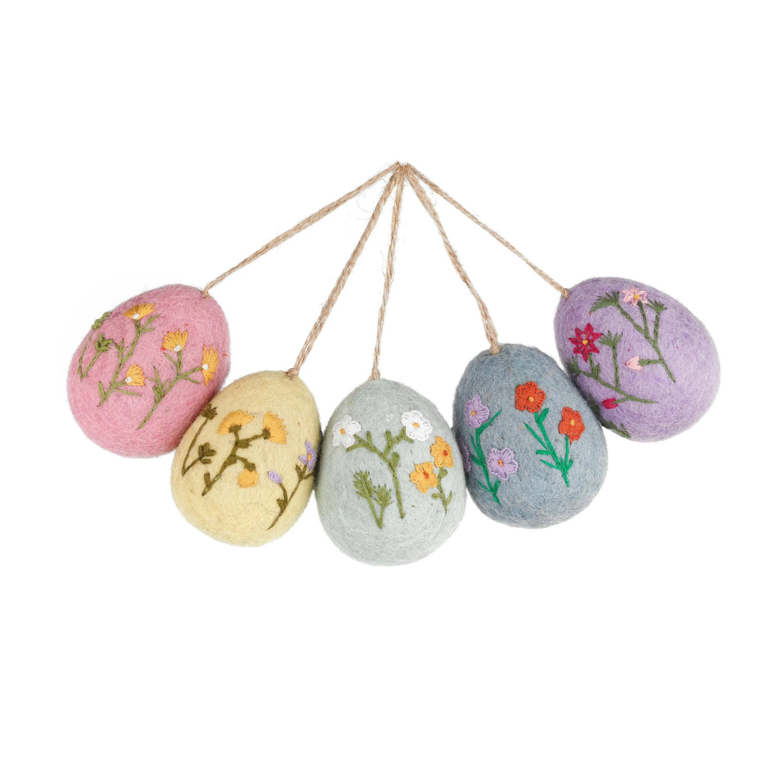 Handmade Felt Large Floral Easter Eggs Variety Pack