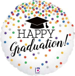 Happy Graduation Confetti Holographic 18" Foil | Helium Balloon