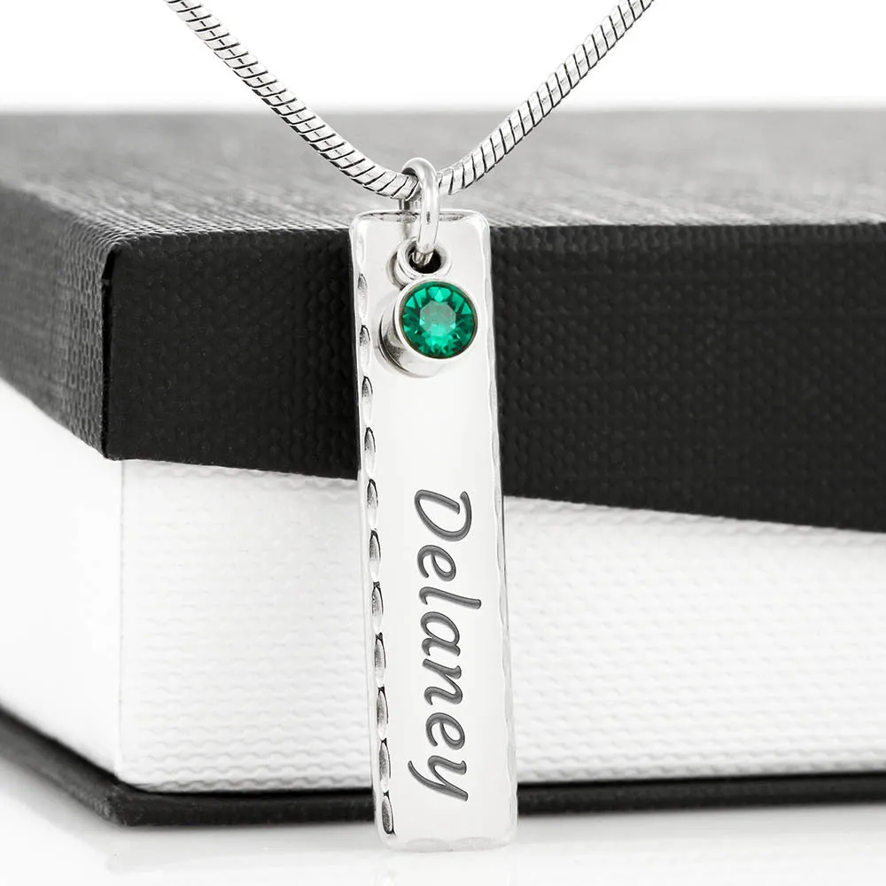 Happy Mother's Day Birthstone Name Necklace