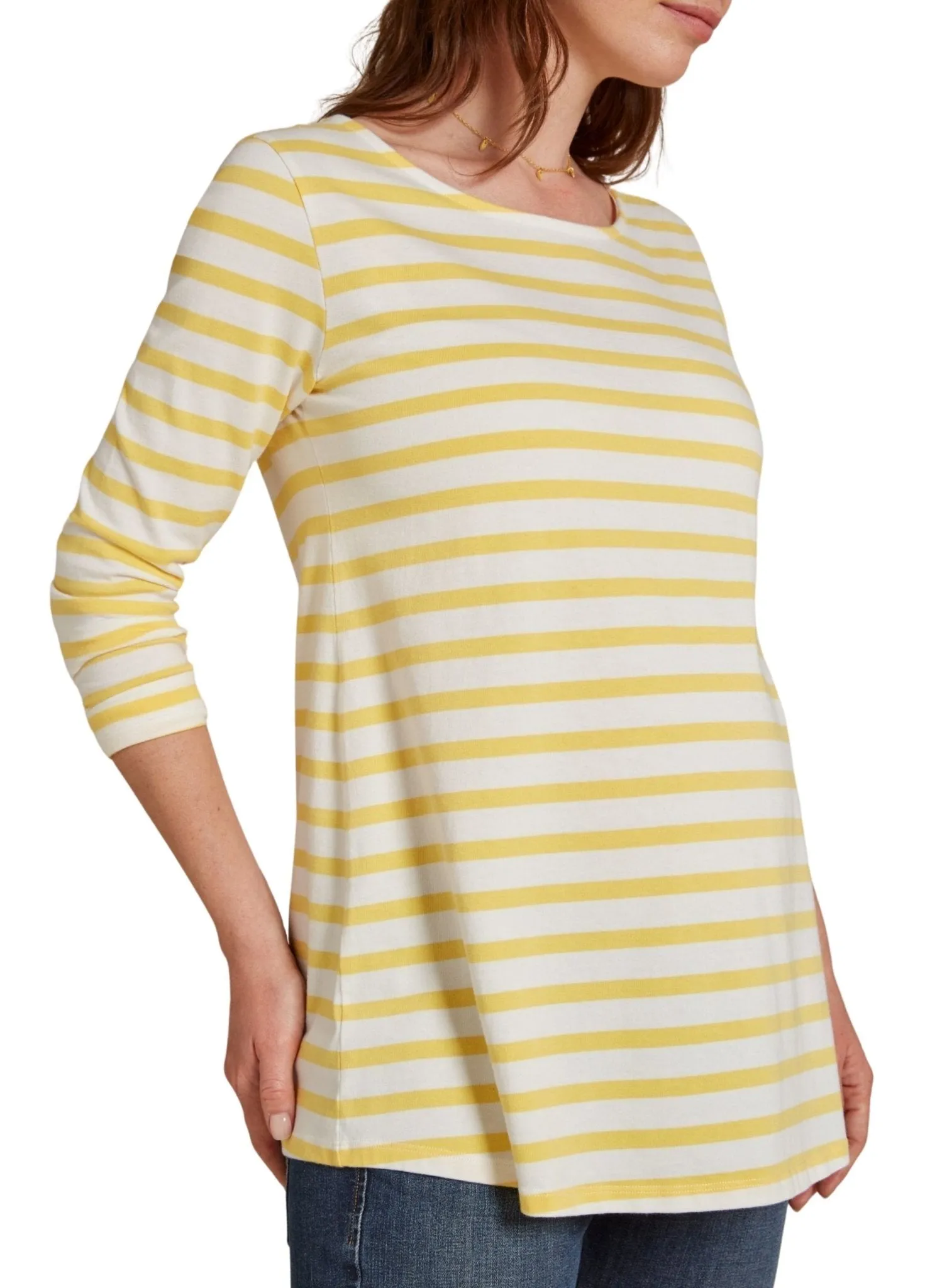 Harriet Maternity Top - Yellow/White Stripes